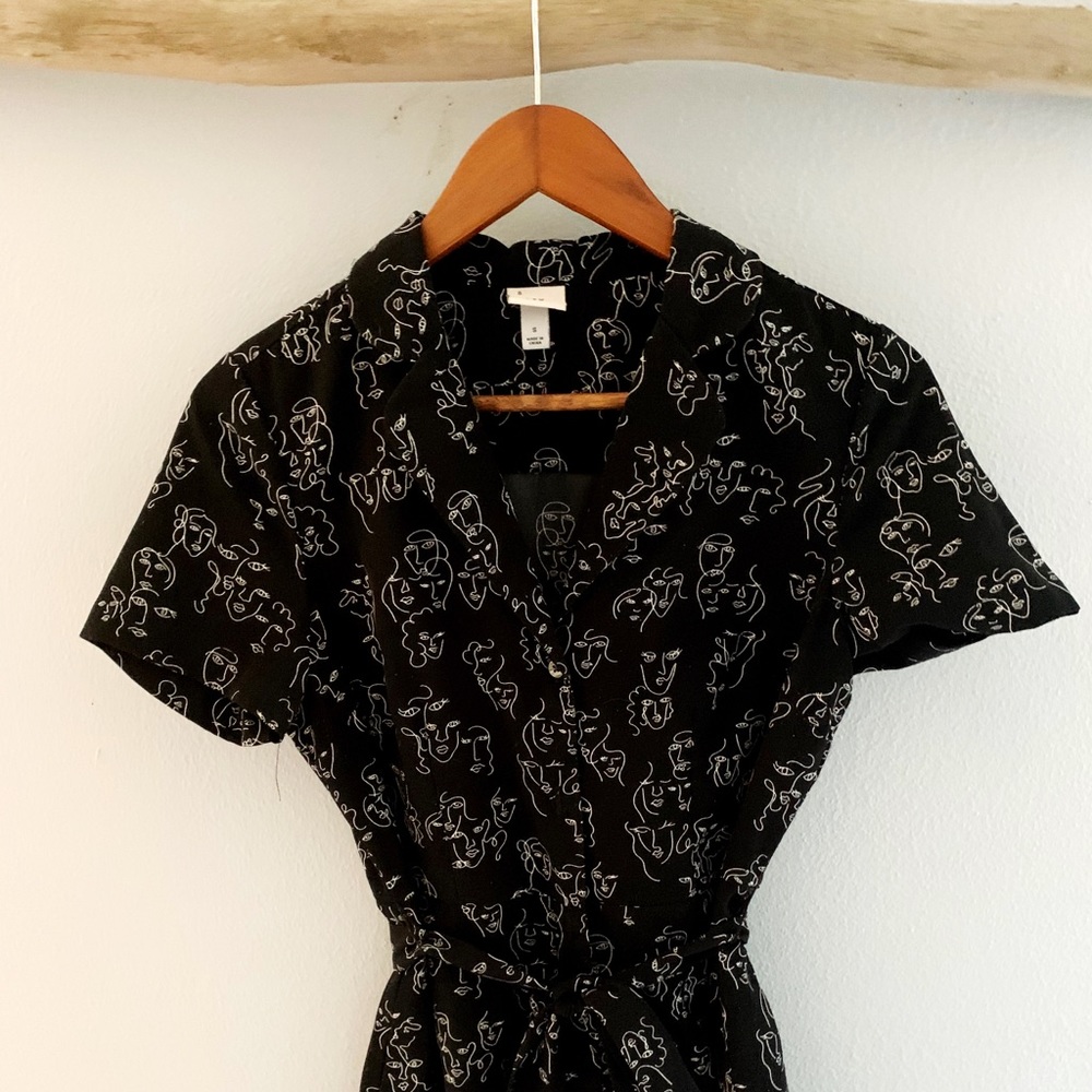 Black & White Face Print Dress